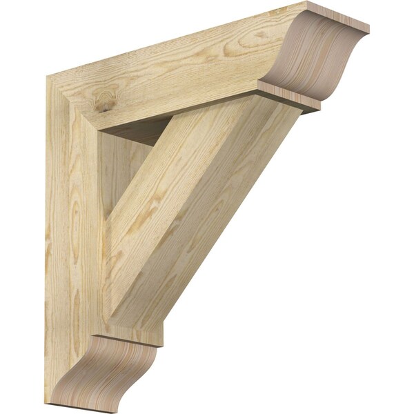 Ekena Millwork Traditional Traditional Rough Sawn Bracket w/ Offset Brace, Douglas Fir, 8"W x 28"D x 28"H BKT0806X28X28TRA01RDF - main